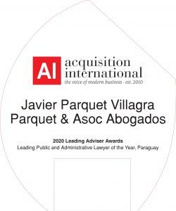El Abog. Javier Parquet Villagra recibe premio internacional como Asesor Líder 2020 en Derecho Público y Administrativo