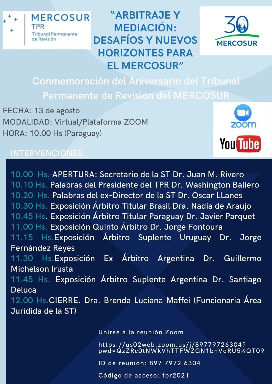 Arbitraje y mediación: «Desafíos y nuevos horizontes para el Mercosur»